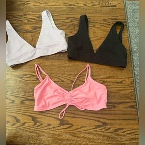 3 Bikini Bathing suit tops SHEIN Old Navy Size Large Pink Purple Black